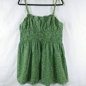 Wild Fable Top Women's Green Sleeveless Peasant Fairy Linen Peplum Size XXL